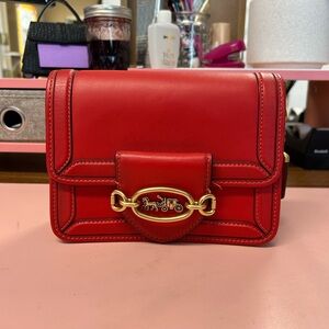 Coach Red Crossbody Bag with Gold Accents